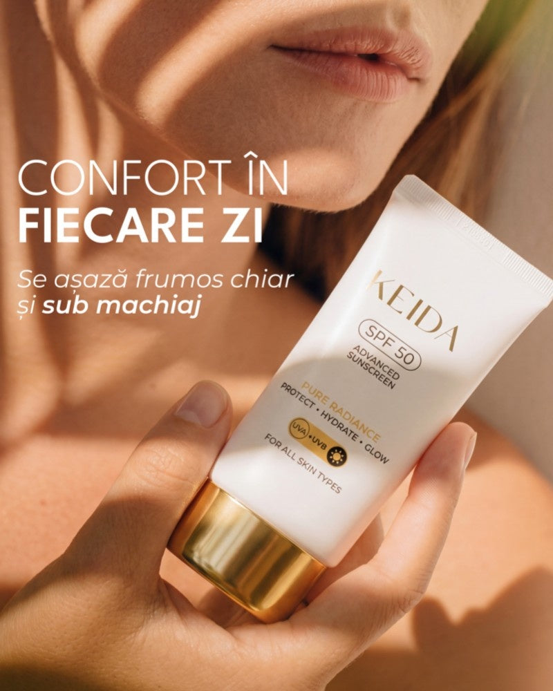 Crema Hidratanta de Zi cu SPF50, Niacinamide & Acid Hialuronic - Keida Crema SPF50 PA++++ Confort in fiecare zi