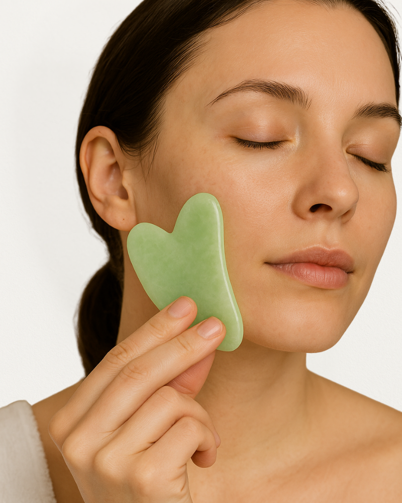 Piatra Gua Sha din Jad Verde