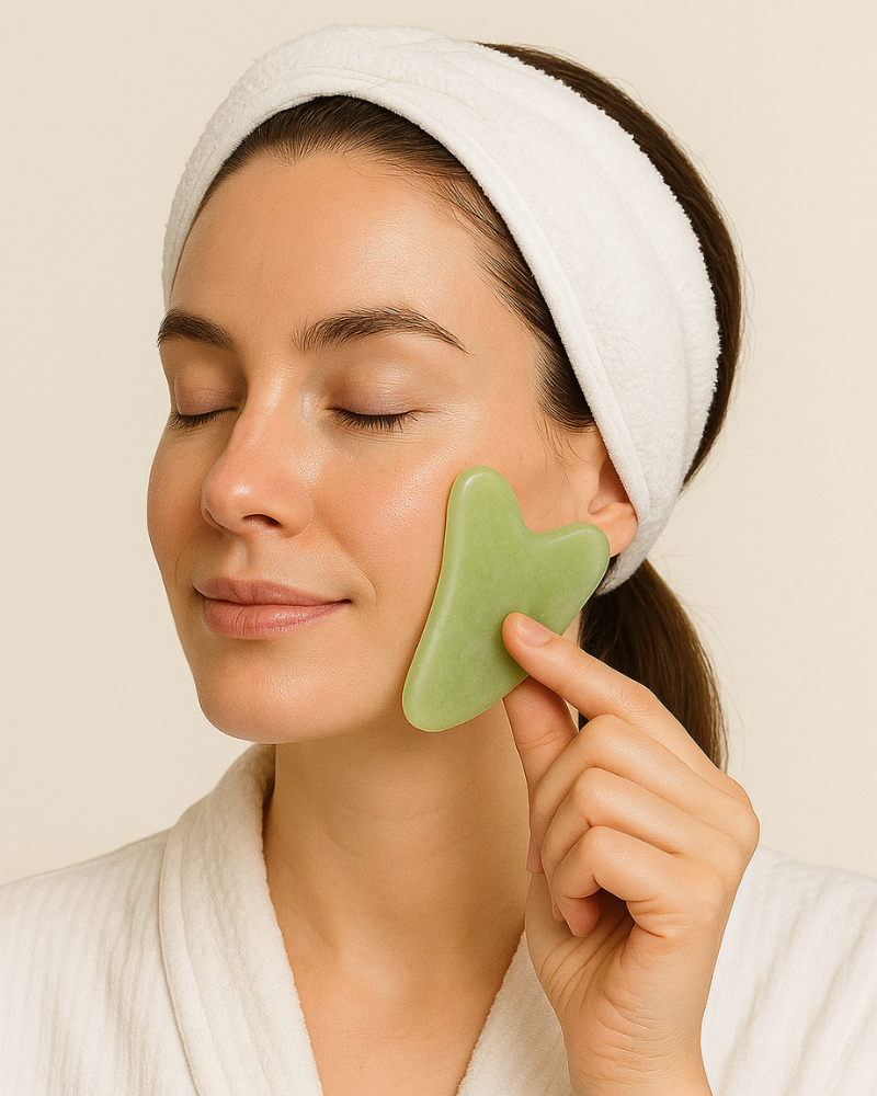 Piatra Gua Sha din Jad Verde