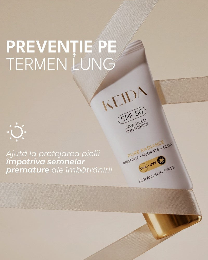Crema Hidratanta de Zi cu SPF50, Niacinamide & Acid Hialuronic - Keida Crema SPF50 PA++++ - preventie pe termen lung